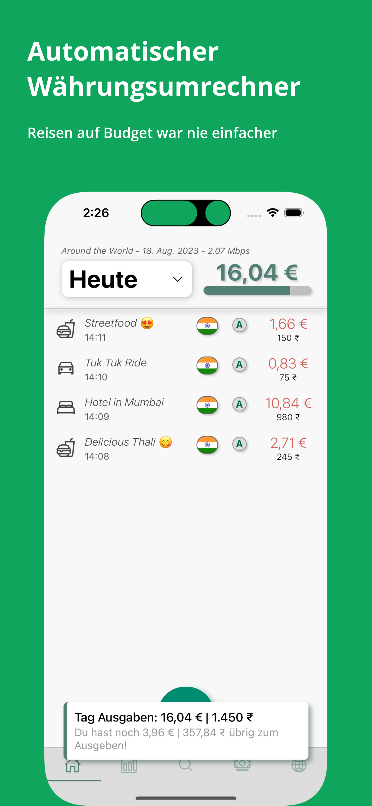 Budget for Nomads: Ausgaben nach Kategorie