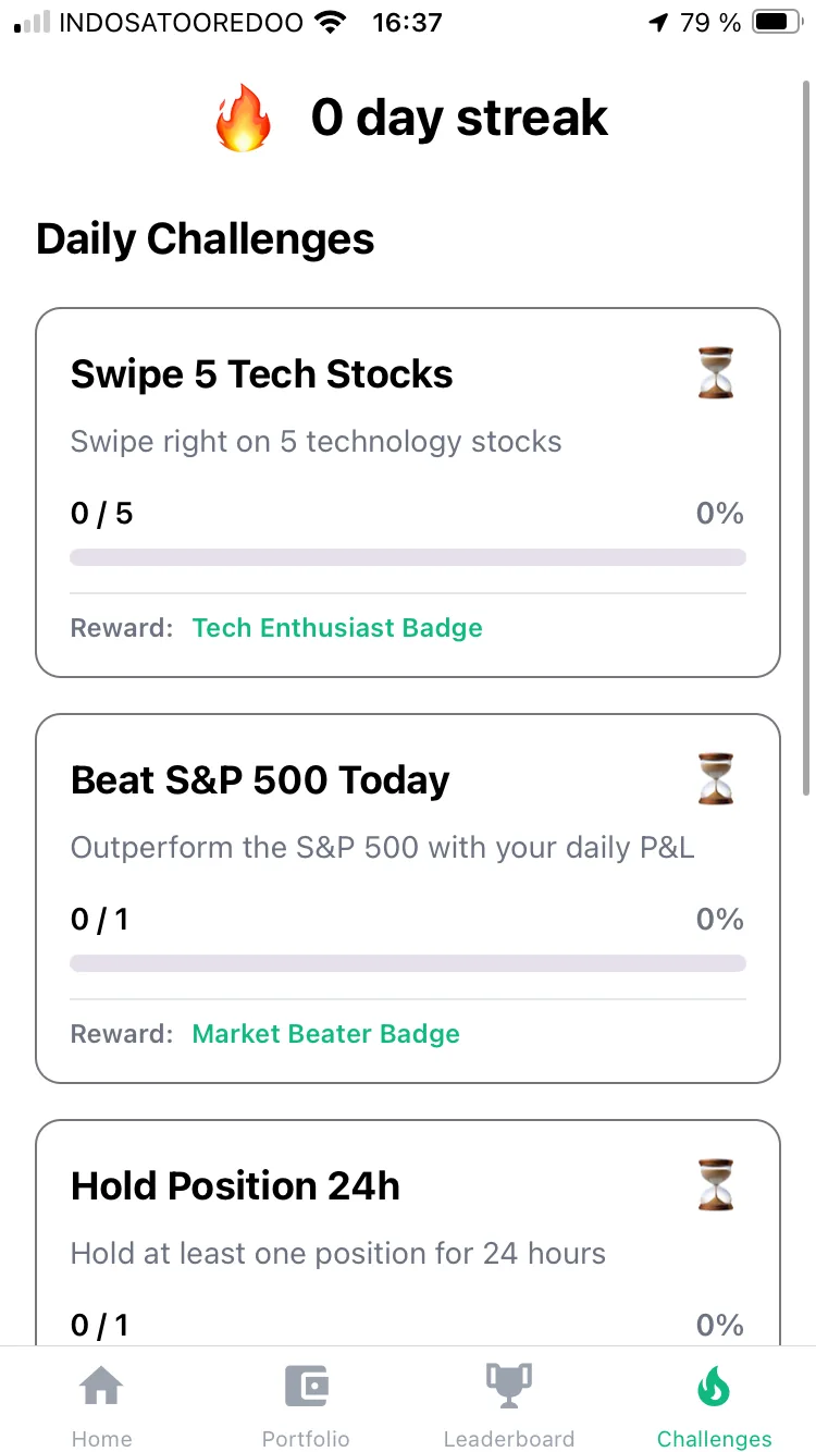 SwipeStocks: Karten-Oberfläche